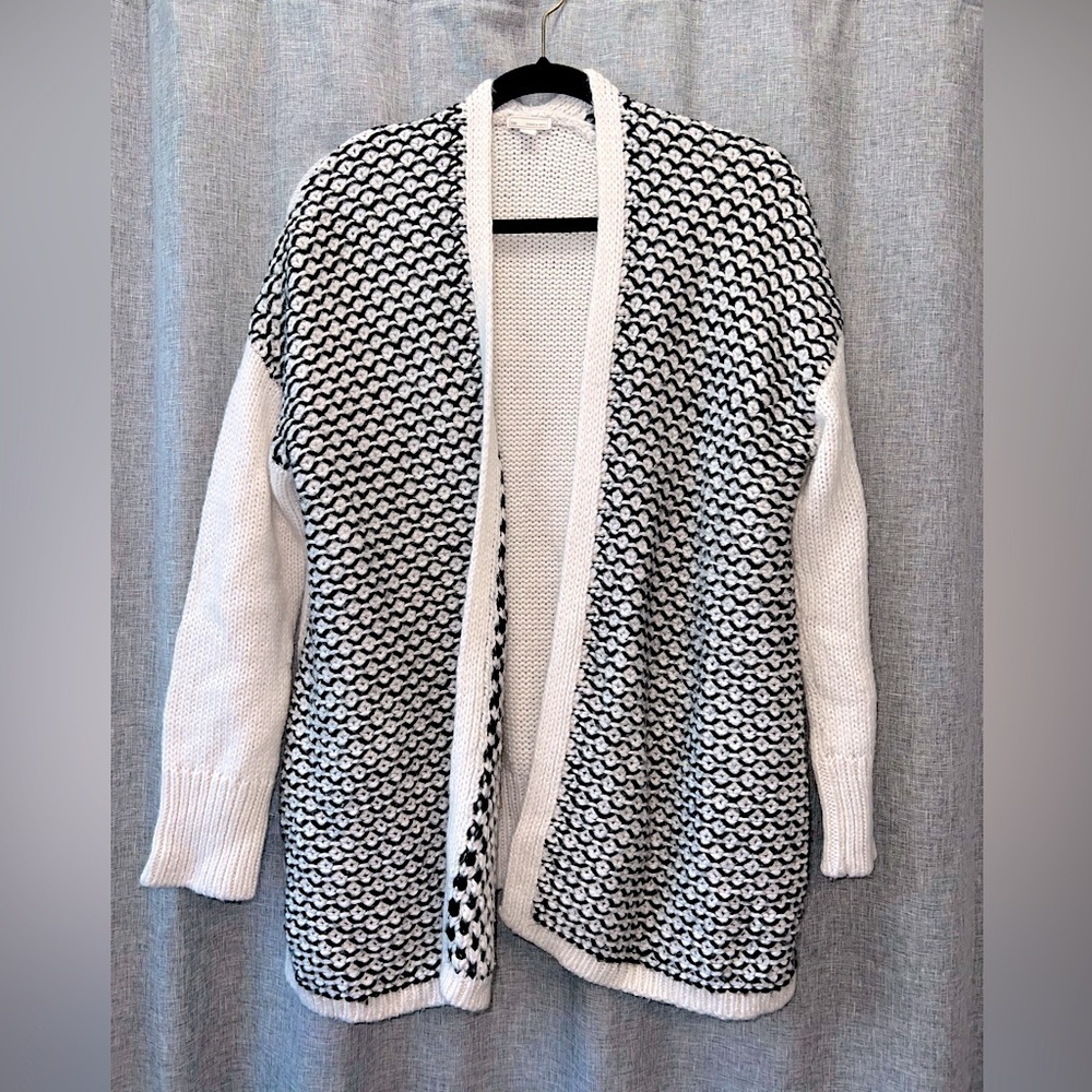 Gap Black & White Open Front Knit Cardigan | XS/S (Fits Like Large) | Oversized